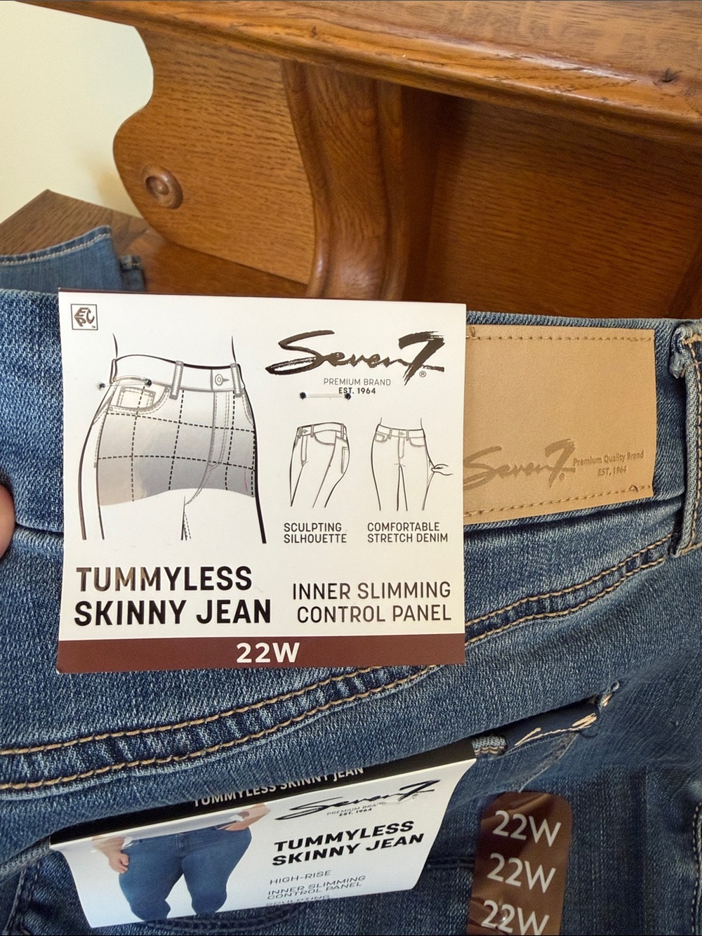 Seven7 Medium Blue Tummyless High-Rise Skinny Jeans Size 22W - Picture 3 of 3